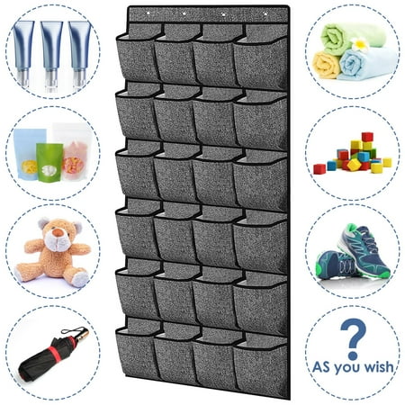 

GORWARE Over the Door Shoe Organizer 24 Pockets Wall Mounted Fabric Shoe Holder Bag Shoe Hanger with 4 Stainless Steel Hooks for Closet Entryway Bathroom Pantry