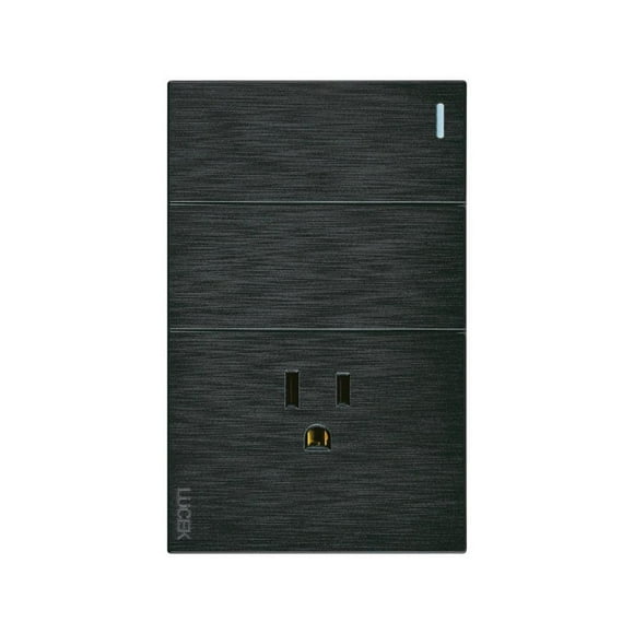 Placa Con 2 Apagadores Sencillos Y 1 Contacto Lucek Flat negro