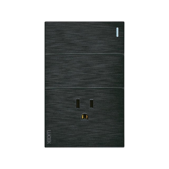 Placa Con 2 Apagadores Sencillos Y 1 Contacto Lucek Flat negro