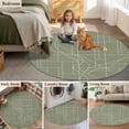 thumbnail image 6 of Lines Round Living Room Rugs 5 ft, Abstarct Geometric White Lines Green Washable Area Rug with Non-Slip Sturdy Edge Binding Round Carpet for Entryway Kitchen Bedroom Bathroom, 6 of 9