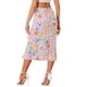 thumbnail image 3 of Faldas hawaianas para mujeres INSPIRE CHIC 2024, falda tropical con fruncido frontal y abertura en la playa de verano, color rosa, 3 of 6