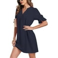thumbnail image 4 of ANYJOIN Women Summer Dresses V Neck Ruffle Short Sleeve Sundress Casual Shift Dress, 4 of 5