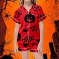thumbnail image 2 of Halloween Pajamas Kids Size 2-3 Years Childrens Sleepwear Striped Short Sleeve Top and Shorts Cozy Wear Girls' Pajama Sets Watermelon Red, 2 of 4