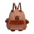 thumbnail image 1 of Mochila de peluche de capibara de gran capacidad y cómoda con correa para niñas y niños Oreja marrón, 1 of 9