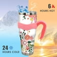 thumbnail image 2 of 40 oz Tumbler with Handle and Straw Leak Proof 40 oz Floral Cup Insulated Stainless Steel Flower Coffee Travel Mug Slim 40oz Flower Tumbler with Handle Gift for Women, 2 of 6