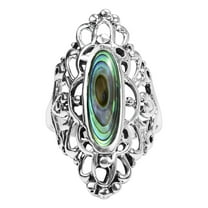 Heart Filigree Oval Abalone .925 Silver Ring-10