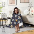 thumbnail image 4 of Wearable Blanket,Navy Mexican Skull Pattern Hooded Wearable Flannel Blanket for Adults & Teens with Buckle,Winter Poncho Shawl Wrap Cape,50"x60", 4 of 5