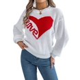 thumbnail image 3 of Valentine'S Day Sweater for Women Heart Woven Knitted Pullover Long Sleeve Woven Knitted Casual Sweater White XL, 3 of 9