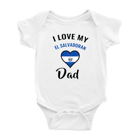 

I Love My El Salvadoran Dad Heart Flag Baby Romper (White 0-3 Months)