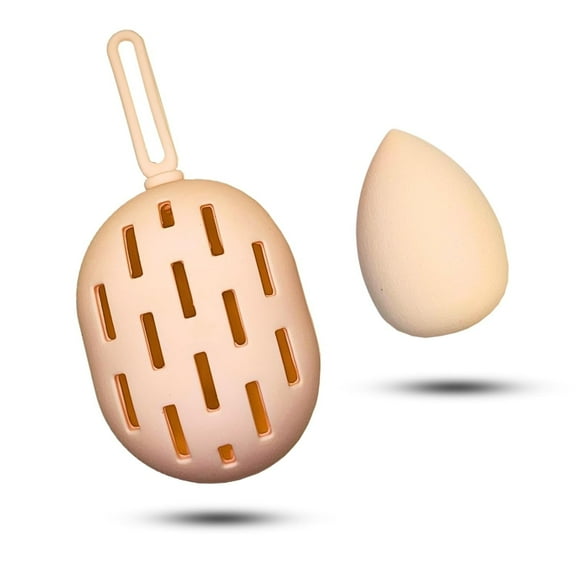 SAVPACK Makeup Applicator Sponge, Detachable Loop, Cross-Hatched Raised Side, Silicone, Khaki