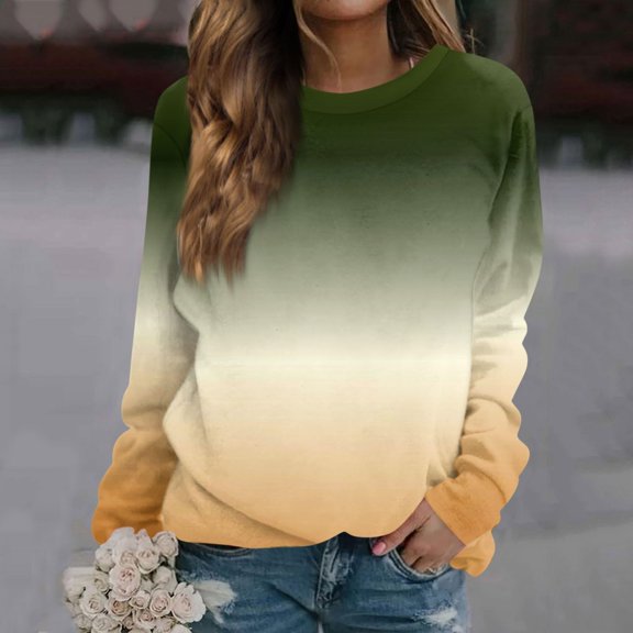 Green Sweaters for Womens Casual Striped Pullover Tops Long Sleeve Crewneck Oversized Sweatshirts 2024 Fall Clothes Womens Fall Fashion 2025