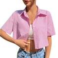 thumbnail image 2 of Women's Short Sleeve Button Down Shirt With Bow Back Detail Casual Summer Tops Fall for Women Short Sleeve Long Tops for Women Tops for Women Dressy Womens Summer T Shirts Long Sleeve Shirt Women Cut, 2 of 8