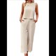 thumbnail image 3 of Conjunto de Dos Piezas de Verano para Mujer: Top Corto Sin Mangas con Cuello Redondo y Pantalones Anchos con Bolsillos. Albaricoque L, 3 of 10