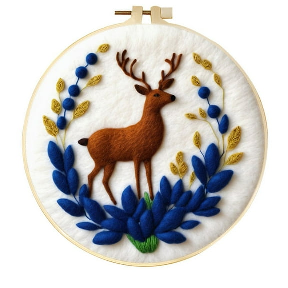Deer Needle Felting Set, Beginner Felt Painting Set, With Wool Felt Painting Set, Decorative Frame, Suitable for Home Decoration