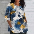 thumbnail image 2 of LYXSSBYX 3/4 Length Sleeve Womens Tops Plus Size Women's Ladies Fashion Casual Cropped 3/4 Sleeve Printing Cotton Loose Shirt Blouse Top, 2 of 5