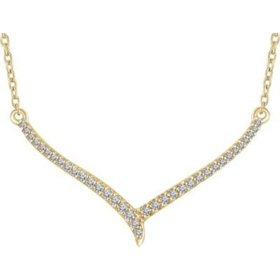 14K Yellow 1/6 CTW Diamond 16-18" "V" Necklace in 14k Yellow Gold