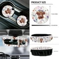 thumbnail image 6 of Yuyamidu 12 Pcs Highland Cow Car Front Seat Cover Set Purple Flower Steering Wheel Armrest Cover Seat Belt Pads Garbage Can Air Vent Pouch Rearview Mirror Cover Coasters Keychain Auto Accessories, 6 of 7