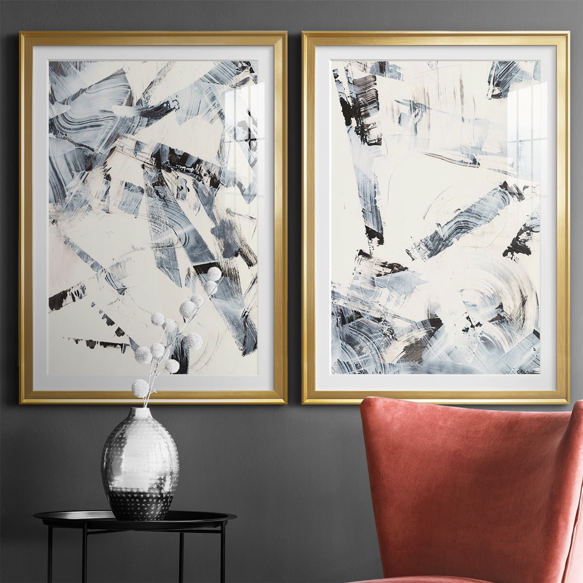 Wexford Home Fractured Ice I Premium Framed Print, 30.5" x 42.5" - Ready to Hang, Gold (Set of 2)