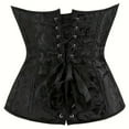 thumbnail image 4 of Corset Top Bridal Waist Trainer Overbust Corset Solid Jacquard Fabric Bustier Womens Corset Top Black XL, 4 of 6