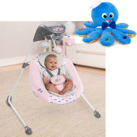 Ingenuity InLighten Cradling Swing, Ansley with BONUS Octoplush Toy
