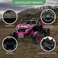 thumbnail image 2 of 24V Kids Ride on Car with Parent Remote Control, 2-Seater Electric UTV Truck for Children, 4x200W Powerful Motor, All-Terrain Big Wheels, Soft Start, LED Lights & Music (Rose Red), 2 of 6