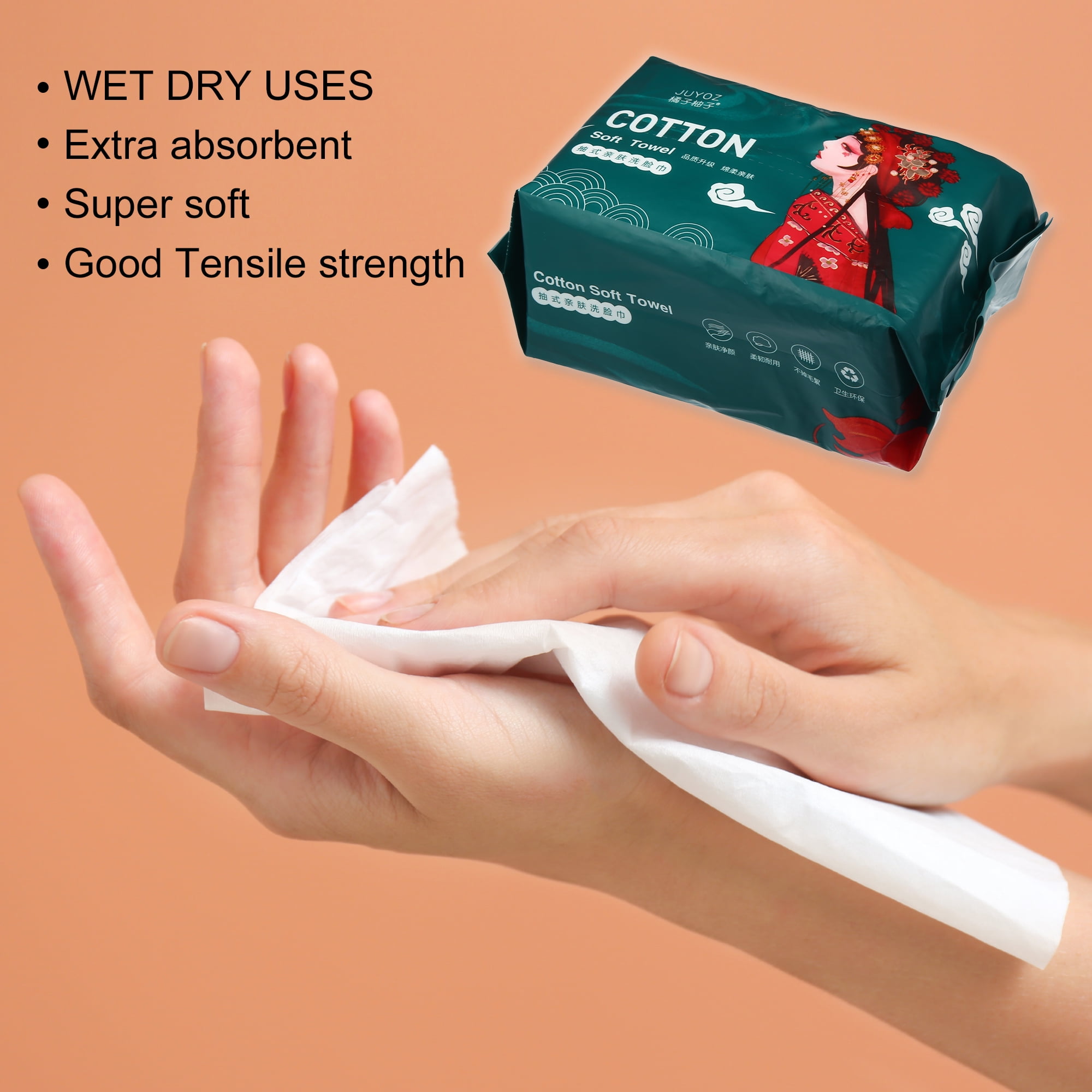 Unique Bargains Pack of 60pcs Disposable Face Towel Tissue Dual-use White 7.87"x5.91"