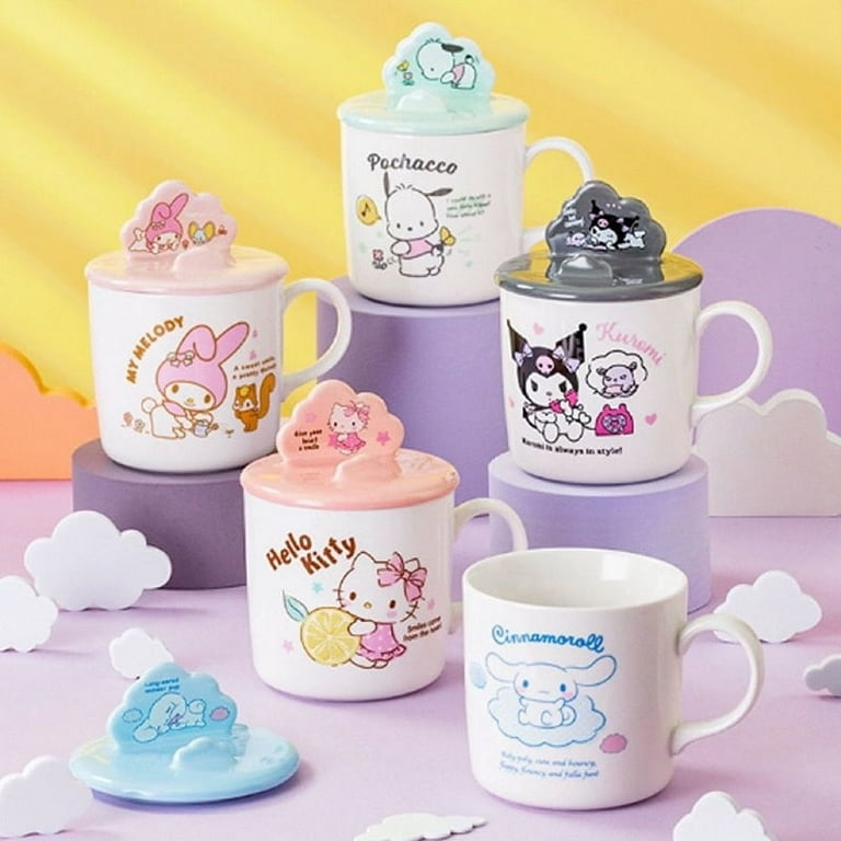 400Ml Kawaii Hellokittys Kuromi Ceramic Mug with Lid Cute Cartoon