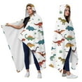 thumbnail image 2 of Wearable Blanket,White Dinosaurs Pterosaurs Plants Pattern Hooded Wearable Flannel Blanket for Adults & Teens,Winter Poncho Shawl Wrap Cape Cozy Anti-Pill,60"x80", 2 of 5