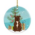 thumbnail image 1 of Merry Christmas Tree Staffordshire Bull Terrier Chocolate Ceramic Ornament, 1 of 3