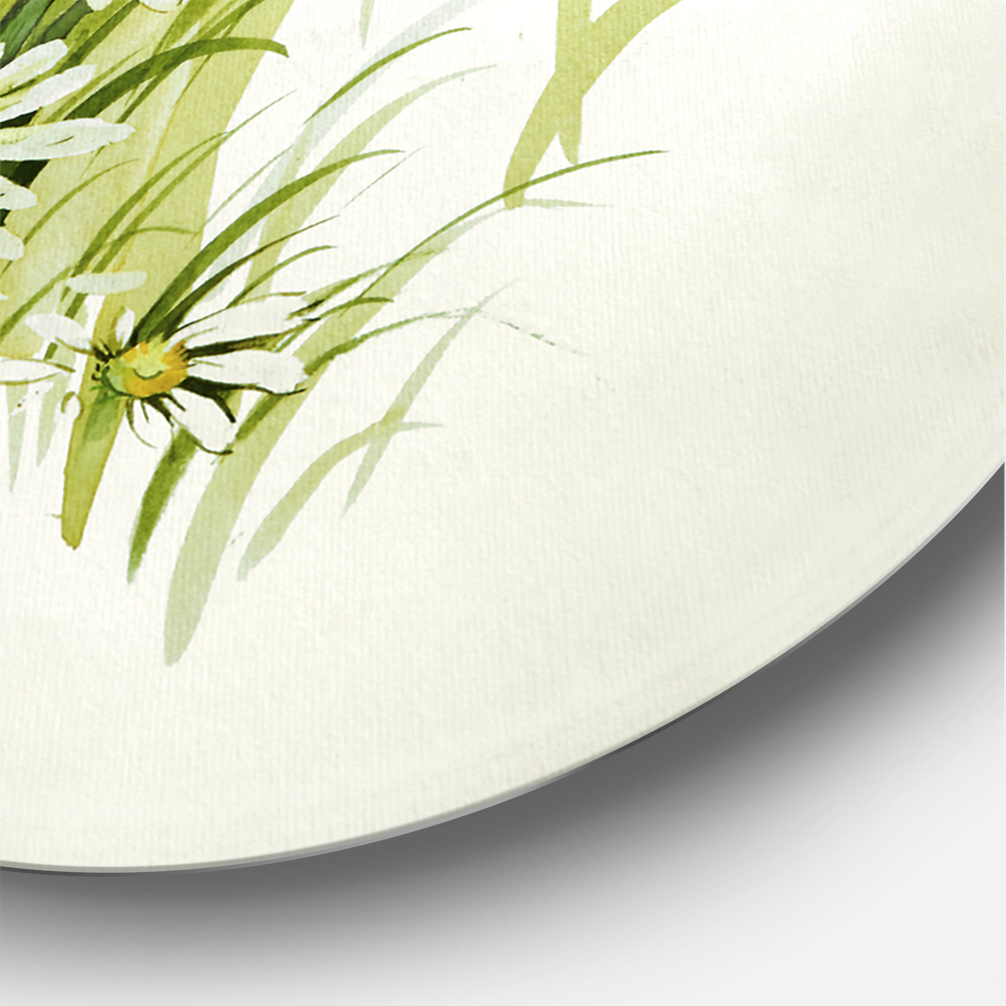 Designart 'Abstract Retro Drawing of Flowers I' Vintage Circle Metal Wall Art 29x29 - Disc of 29