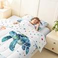 thumbnail image 3 of jejeloiu Watercolor Sea Turtle Twin Comforter Sets,Coral Reef Print Bedding Set For Boys,Blue White,Polkadot Reversible,2 Pieces,1 Comforter and 1 Pillowcase, 3 of 7