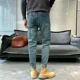 thumbnail image 5 of Pantalones vaqueros para hombre con bolsillos, pantalones elásticos para hombre, pantalones vaqueros retro ajustados y ajustados, ropa elástica de tubo Y2k 2000s 2024 Tendencia, 5 of 5