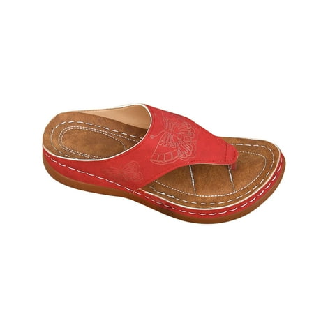 

LWVITH Clearance! Orthopedic Sandals Women Arch Support Wide Fit Wedge Sandals Ladies Walking Sandals Beach Holiday Thong Sandals