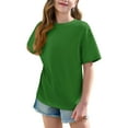 thumbnail image 3 of Dgankt Girls Shirts Girl's Solid Color Short Sleeve T Shirts Crewneck Loose Fit Tunic Tops Summer Casual Blouses（5-15 Years）, 3 of 8