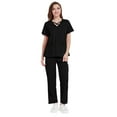 thumbnail image 3 of bbyeadc Women Scrubs Sets Plus Size Nursing Top Petite V-Neck Criss Cross Scrub Tops and Cargo Pants Medical Uniforms Scrubs with Pockets, Black S, 3 of 6