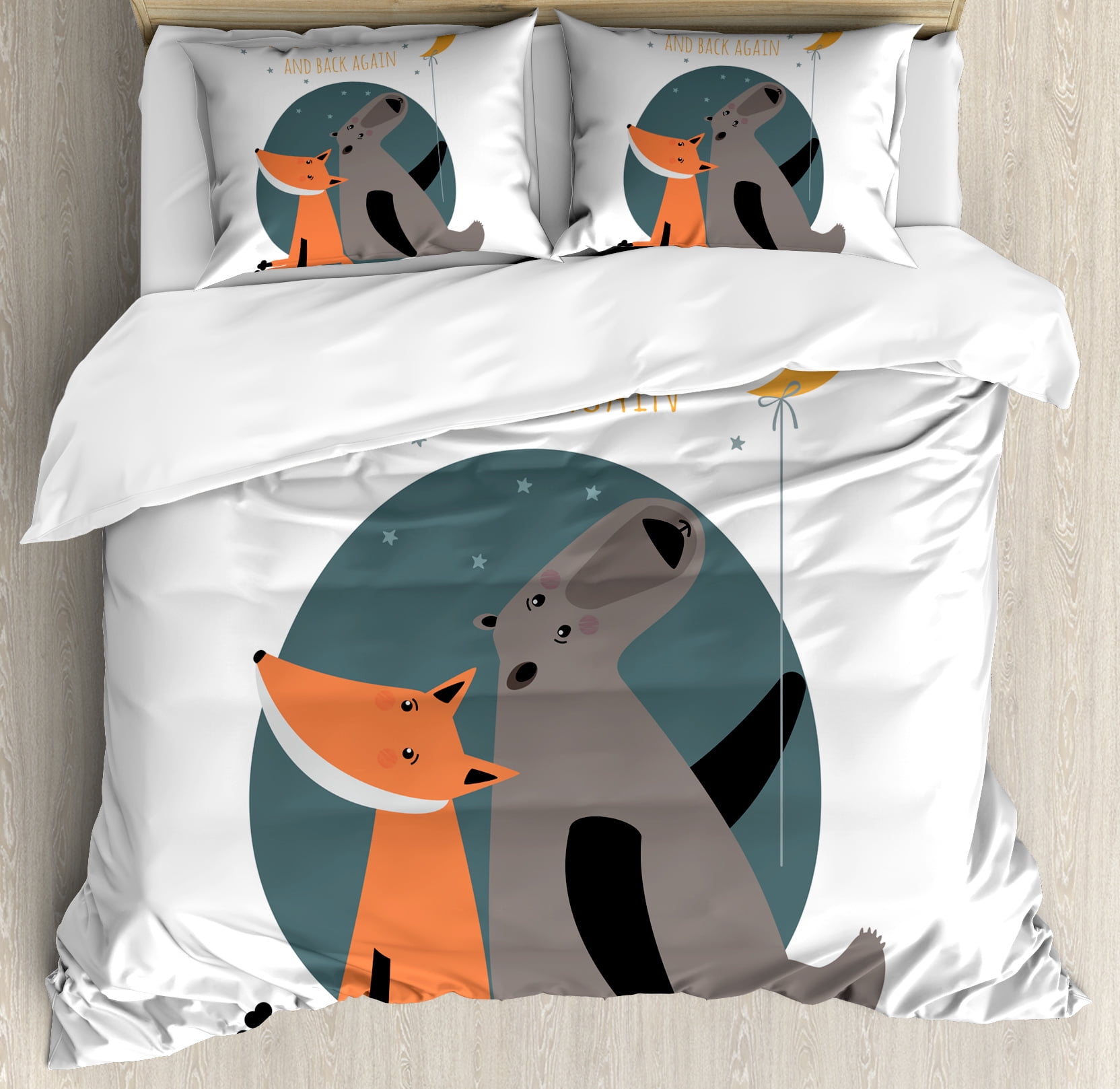 I Love You Duvet Cover Set Bear And Fox In Counting Stars At I Love You Duvet Cover Set Bear And Fox In Counting Stars At Night Animal Birthday Print Decorative Bedding With Pillow Shams Orange Slate Blue