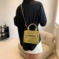 thumbnail image 4 of Bolsos de cuero con relieve de cocodrilo para mujer Bolso de hombro con asa superior (dorado), 4 of 4