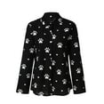 thumbnail image 3 of NOLDARES Women Winter Pullover Ladies Dog Paw Print Button Long Sleeve Shirt Womens Loose Daisy Printing Long Shirt Cotton Ladies Casual Tops T-Shirt Blouse Long Sleeve Shirts for Women, 3 of 4