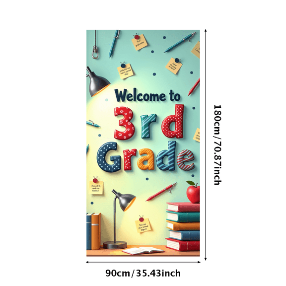 LUUFILx Welcome to 3rd Grade Classroom Decor Banner Backdrop Educational School Supplies Colorful Classroom Decorations Learning Classroom Welcome Sign