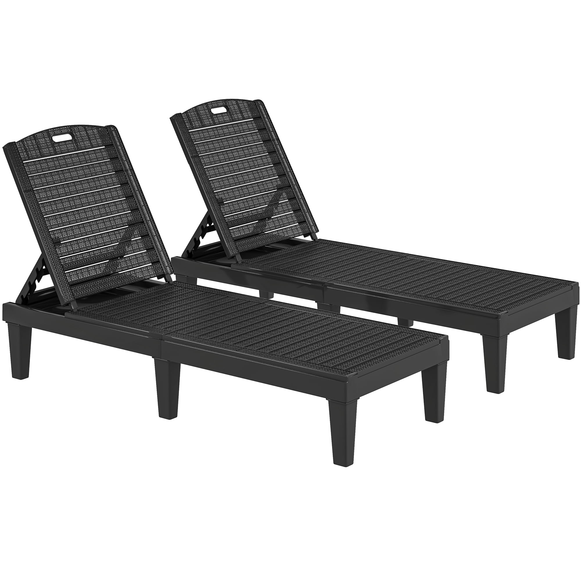 Uforic Outdoor Chaise Lounge Set of 2, 5-Position Adjustable Backrest, Waterproof for Patio, Black