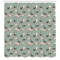 thumbnail image 3 of Ambesonne Pug Shower Curtain, Sitting Stretching Dog, 69"Wx84"L, Turquoise, 3 of 3