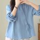 thumbnail image 1 of TaTaai Women Spring Summer Loose Linen-Like Blouses Slant Front Tie Design 3/4 Sleeve Soft Breathable Casual Daily Wear Fashion Tops Gift, 1 of 6
