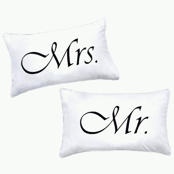 Love Nest Pillowcases - Set of 2 Romantic Mr and Mrs Couples Pillow Cases. Perfect Anniversary, Engagement, Wedding, or Bridal Shower Gift Ideas for the Couple.