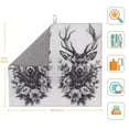 thumbnail image 2 of Dish Drying Mat, Monochrome Deer Floral Highly Absorbent Drying Matt Kitchen Counter, Dish Mat Drying Pad Dishes Drainer Mats for Kitchen Counter or Sink, 16 x 18 inch, 2 of 6