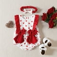 thumbnail image 2 of Odeerbi Baby Bodysuit Layette Onesie for Toddler 2025 Valentine's Day Girls Cute Print Rompers Bow-knotHeadband Two-piece Set White, 2 of 7