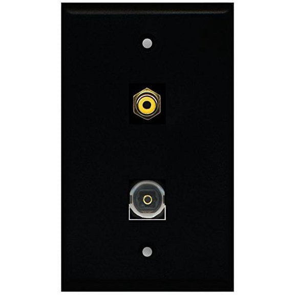 RiteAV - Black 1 Port RCA Yellow 1 Port Toslink Wall Plate