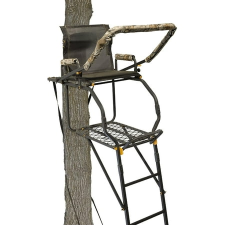 Hunting Tree Stand Single Ladder w/Safety Rail & Flip-Back Seat 17 Tall 300-Lb Capacity
