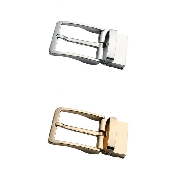 MERIGLARE 2x Alloy Reversible Belt Buckle Single Prong Rectangular Leather Belt Buckle -