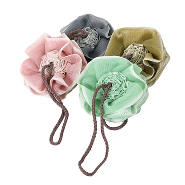 4 bolas de baño cómodas con forma de rosa para limpieza de baño.