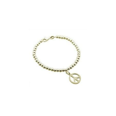 ZilverZoom T109B Sterling Silver Peace Charm Bead Bracelet